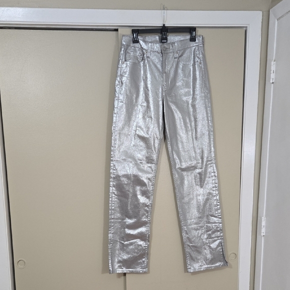 GAP Denim - GAP Metallic Silver 90s Mid Rise Jeans Pants Size 28/6 Tall